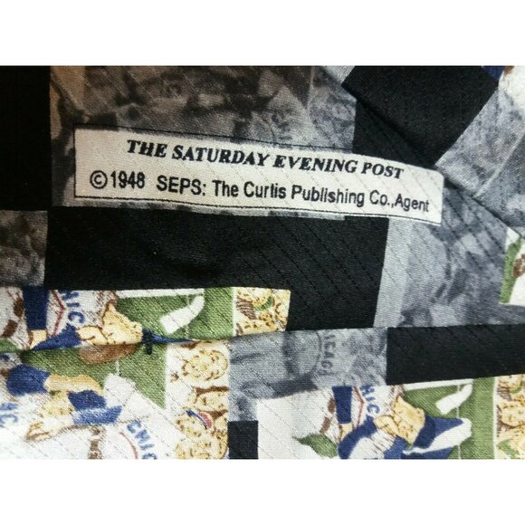 Mens Neck Tie Chicago Baseball Norman Rockwell Saturday Evening Post The Dugout - Picture 4 of 6